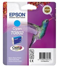 EPSON cartridge T0802 cyan (kolibřík); (originální)